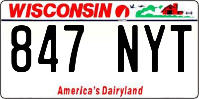 WI license plate 847NYT