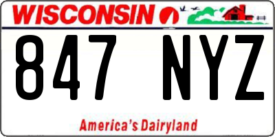 WI license plate 847NYZ