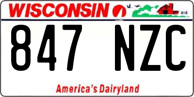 WI license plate 847NZC