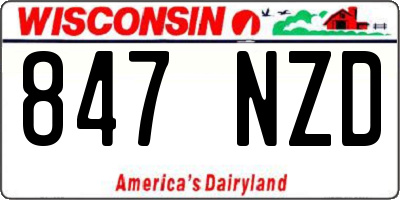 WI license plate 847NZD