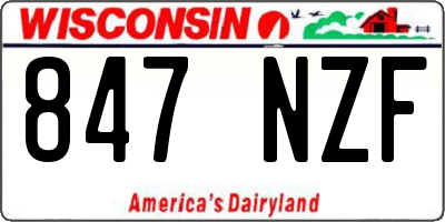 WI license plate 847NZF