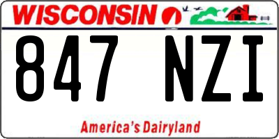 WI license plate 847NZI
