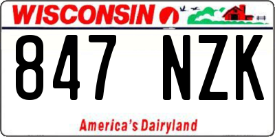 WI license plate 847NZK