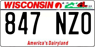 WI license plate 847NZO
