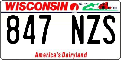 WI license plate 847NZS