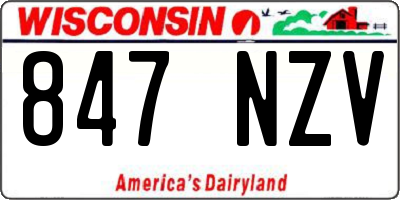 WI license plate 847NZV