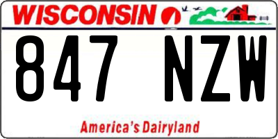WI license plate 847NZW