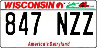 WI license plate 847NZZ