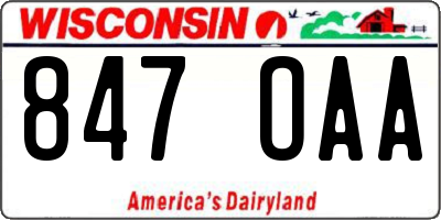 WI license plate 847OAA