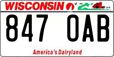 WI license plate 847OAB