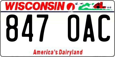 WI license plate 847OAC