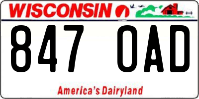 WI license plate 847OAD