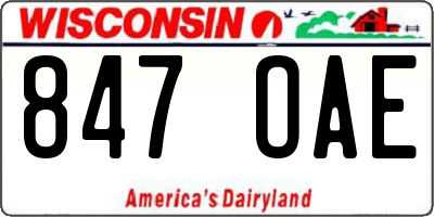 WI license plate 847OAE