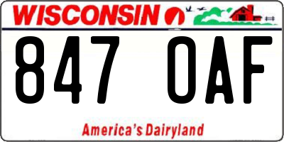 WI license plate 847OAF