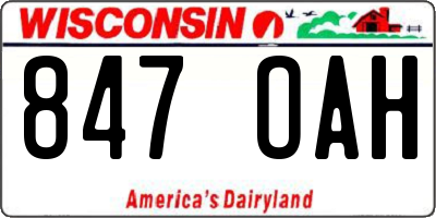 WI license plate 847OAH