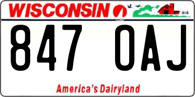 WI license plate 847OAJ