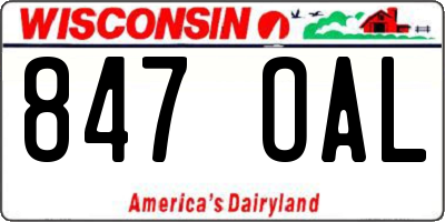 WI license plate 847OAL