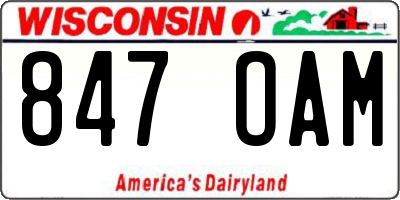 WI license plate 847OAM