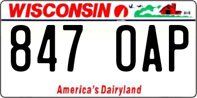 WI license plate 847OAP