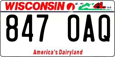 WI license plate 847OAQ