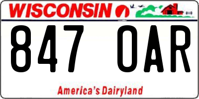 WI license plate 847OAR