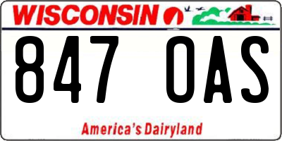 WI license plate 847OAS