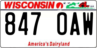 WI license plate 847OAW