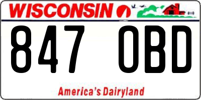 WI license plate 847OBD