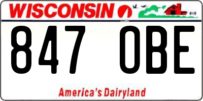 WI license plate 847OBE