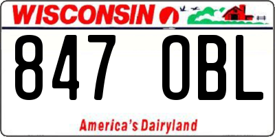WI license plate 847OBL