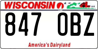 WI license plate 847OBZ