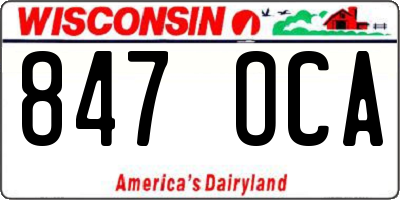 WI license plate 847OCA