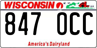 WI license plate 847OCC