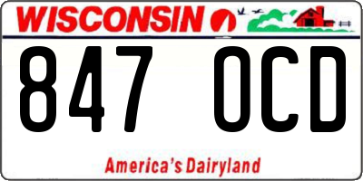 WI license plate 847OCD