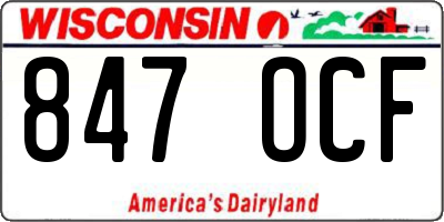 WI license plate 847OCF
