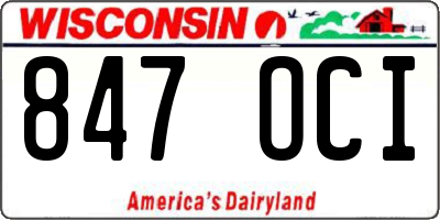 WI license plate 847OCI