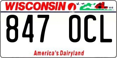 WI license plate 847OCL