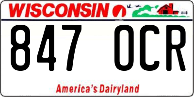 WI license plate 847OCR