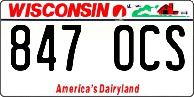 WI license plate 847OCS
