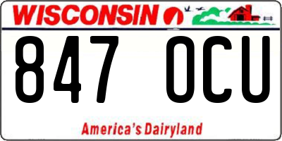 WI license plate 847OCU