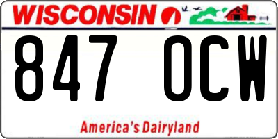 WI license plate 847OCW