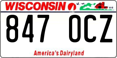 WI license plate 847OCZ