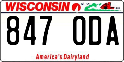 WI license plate 847ODA