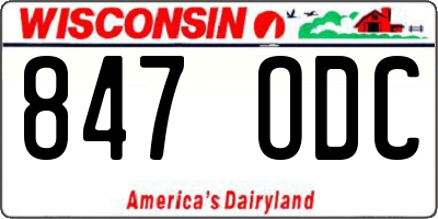 WI license plate 847ODC