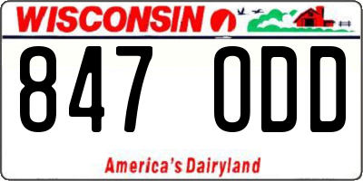 WI license plate 847ODD