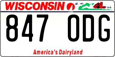 WI license plate 847ODG