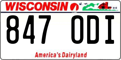 WI license plate 847ODI