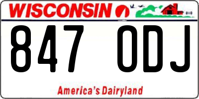 WI license plate 847ODJ