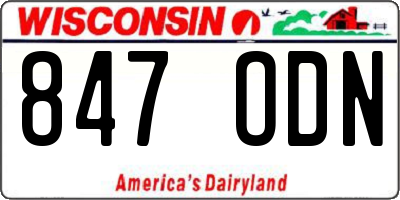 WI license plate 847ODN