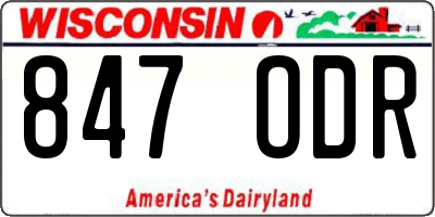 WI license plate 847ODR